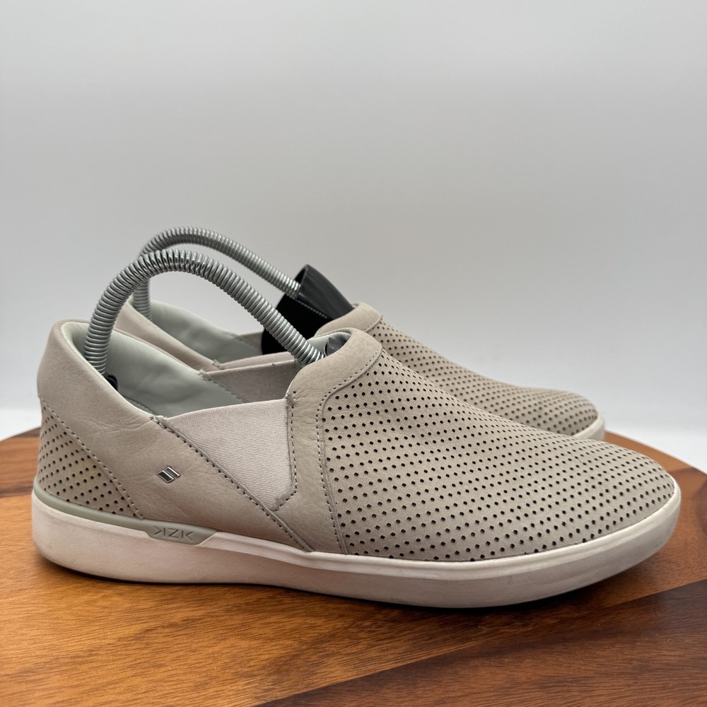 Kizik Vienna Shoes Womens 9.5 Brown Nubuck Leather Slip On Handsfree Sneakers